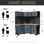 HPDMC 7-Piece Metal Garage Cabinet System With 4-Drawer Roller Cabinet, 47.2 in Workbench And Pegboards