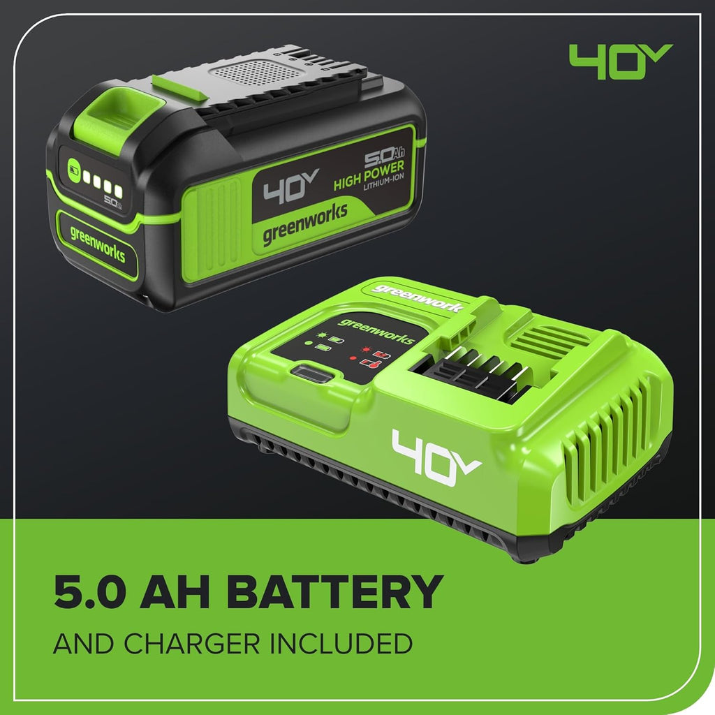 Greenworks 40V HP 18in Chainsaw Kit With 5.0Ah HP Battery And 5A Rapid Charger