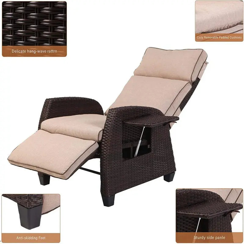 Weatherproof Outdoor Recliner Chair - 330 lbs Capacity, Steel Frame