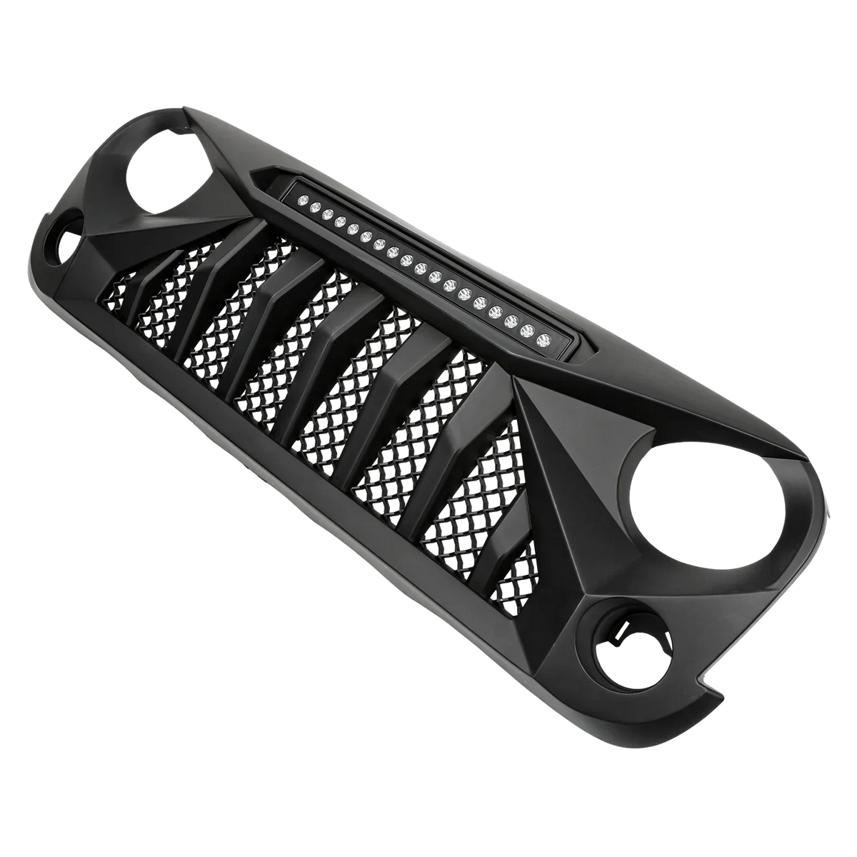 Black Front Grille With LED Off-Road Lights For 07-18 Jeep Wrangler JK - Mars Grille