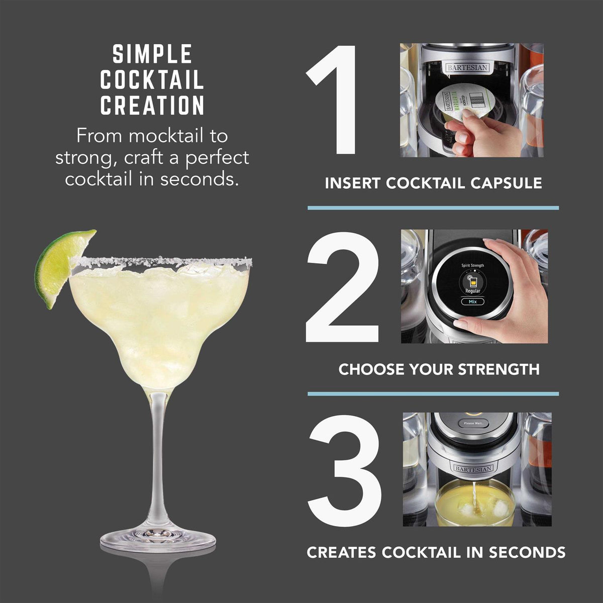 Bartesian Professional Cocktail Machine With 5 Interchangeable Glass Bottles - 55306