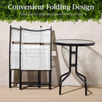 Best Choice Products 3-Piece Patio Bistro Dining Set With Glass Tabletop And Folding Chairs - Gray