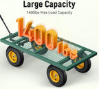 Vibemo Steel Garden Cart 2-in-1, 1400 lbs, 13 in Pneumatic Tires, Black - VB-GC02