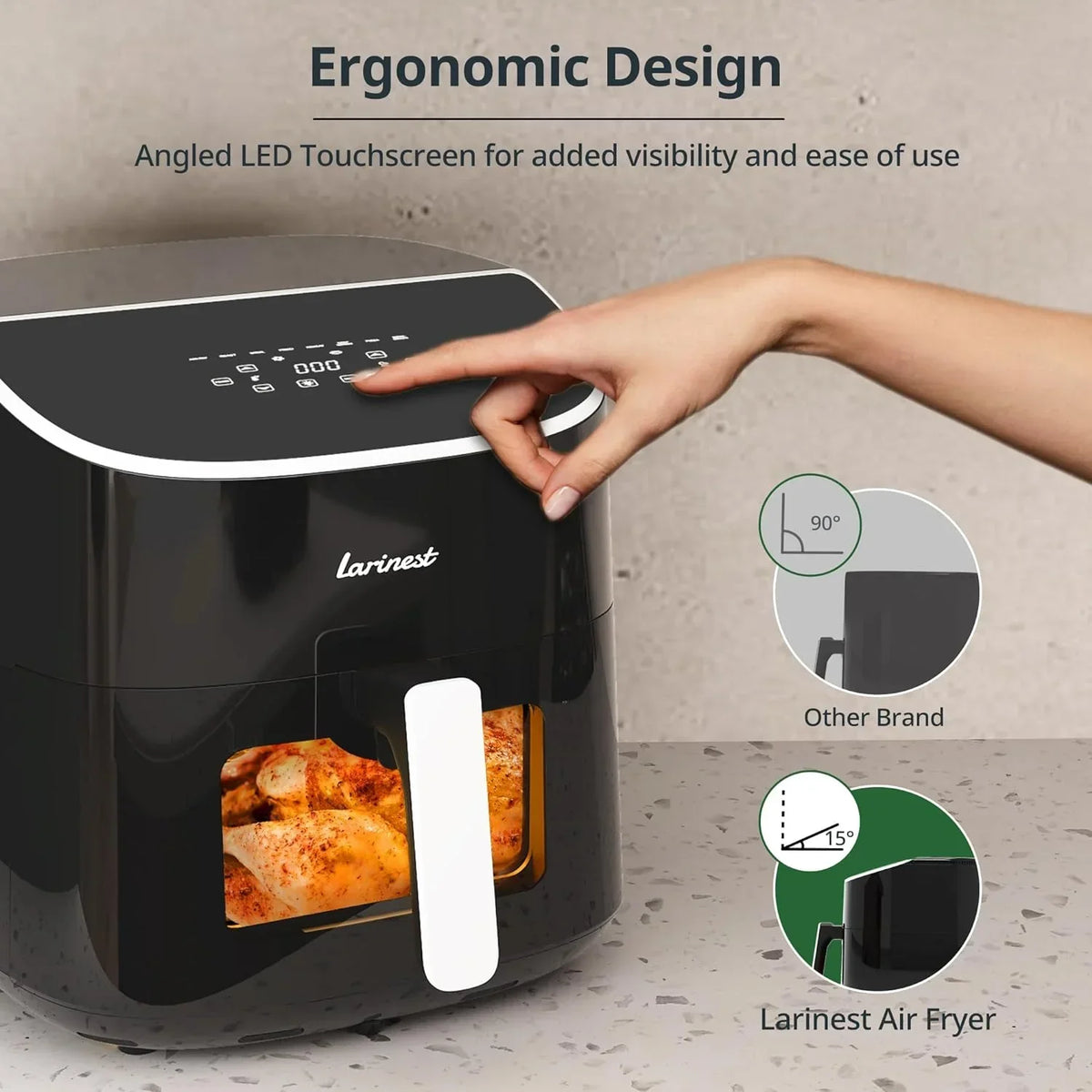 Larinest 8 Qt 8-in-1 Air Fryer With Viewing Window, Black - AF701