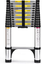 HBTower Telescoping Extension Ladder, Aluminum, 12.5 FT, 330 lbs Capacity, 2 Triangle Stabilizers