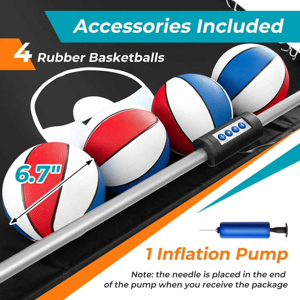 Costway Dual Shot Basketball Arcade Game, Blue, 8 Game Modes, 81in x 43in x 81in