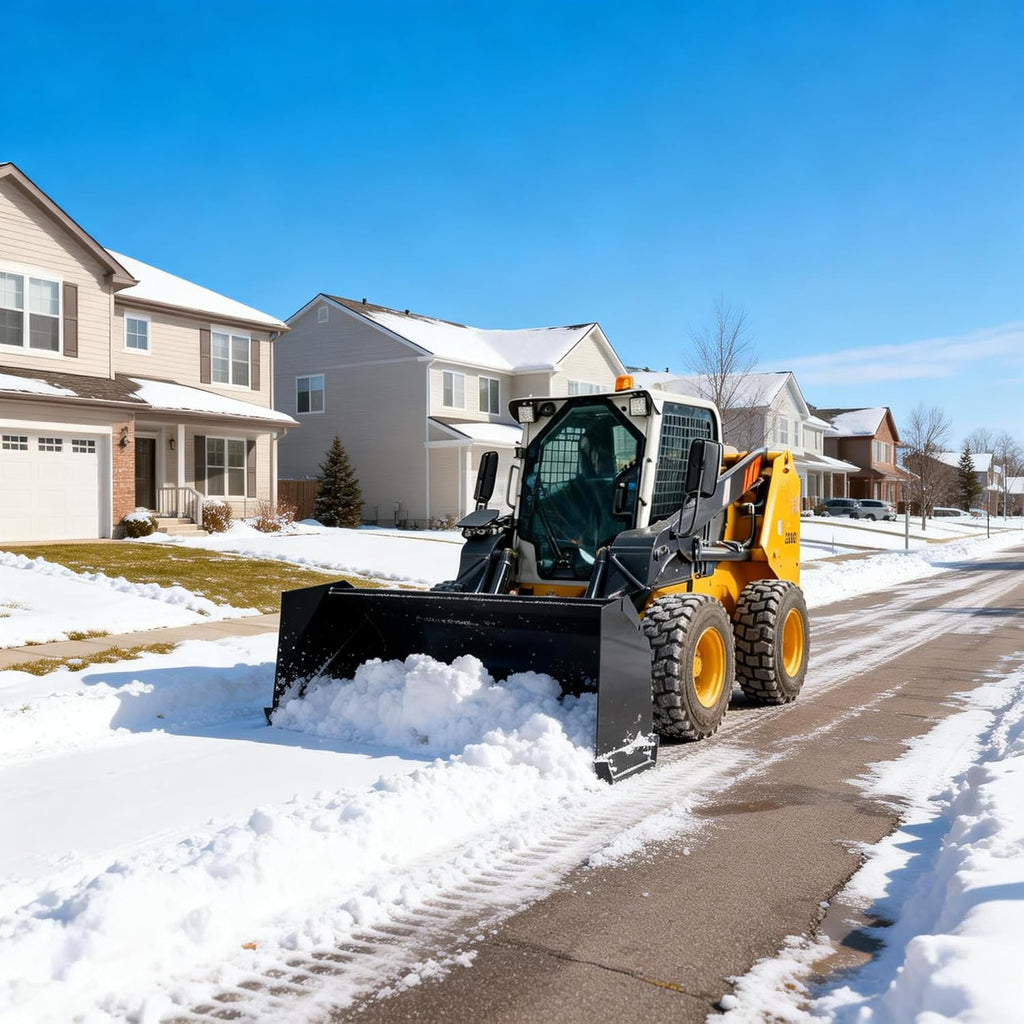 Skid Steer Single Box Snow Pusher Attachment, 48-Inch Inner Width - Universal Quick Attach