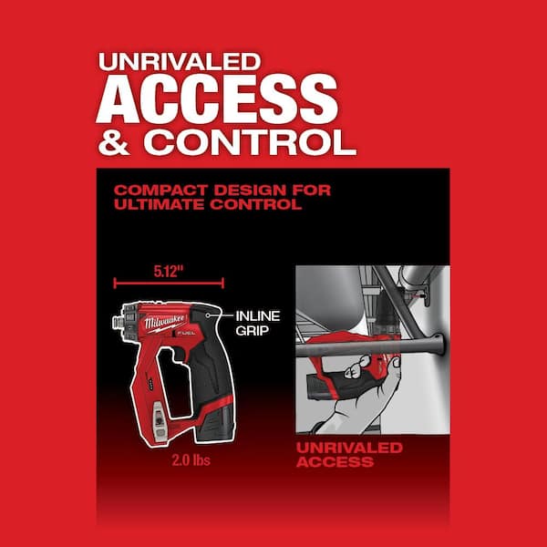 Milwaukee M12 FUEL 12V Lithium-Ion Brushless Cordless 4-in-1 3/8 in. Installation Drill Driver Kit With 4 Tool Heads