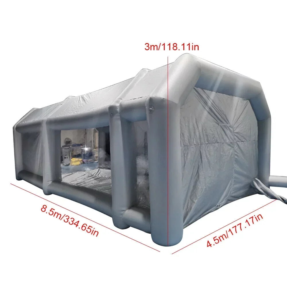 Inflatable Car Paint Spray Booth Tent With 2 Filters, 28x15x10FT