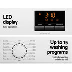 Devanti Front Load Washing Machine 8kg, 15 Programs, White - 59cm x 52cm x 84.5cm