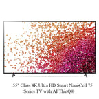 LG 55-Inch NanoCell 75 Series 4K Smart TV - AI ThinQ, Ultra HD, HDR, WebOS Platform