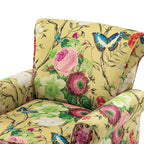 14 Karat Home Wingback Accent Chair, Floral Upholstery, Mustard, 30 x 31 x 32.5 in