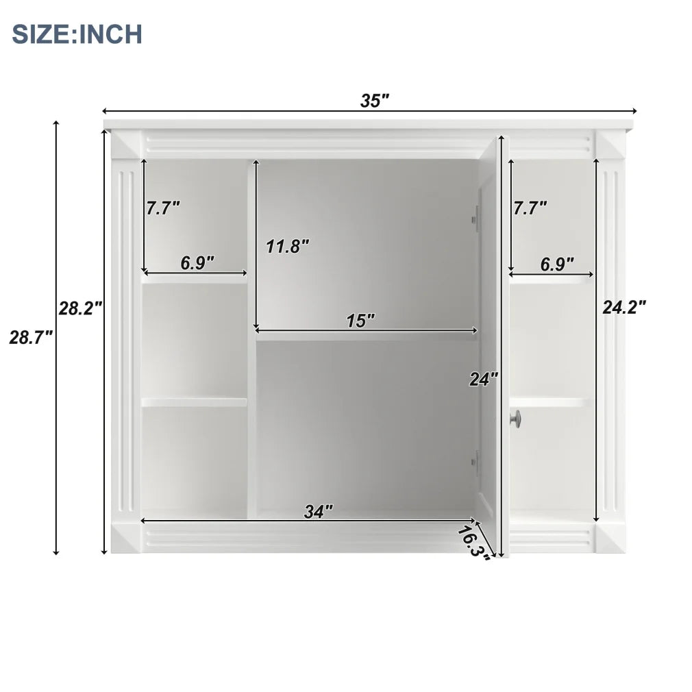 36'' Bathroom Vanity Set With Ceramic Sink Top, Mirror Cabinet, 2 Doors And 2 Drawers - Gray