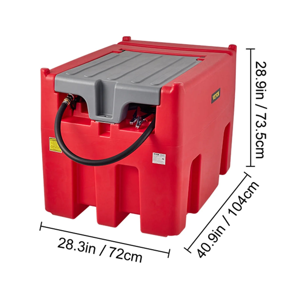 VEVOR Portable Diesel Fuel Tank, 116 Gallon, 10 GPM, 12V, 13.1 ft Hose, Red - YDIES4OOL-E