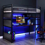 X Rocker Battle Bunk Gaming Bed With Desk, Metal, Twin, Black