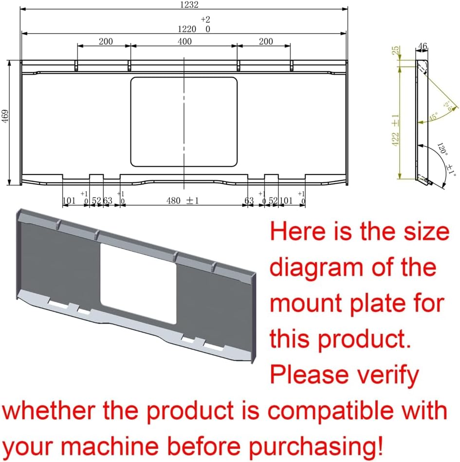 Skid Steer Single Box Snow Pusher Attachment, 48-Inch Inner Width - Universal Quick Attach