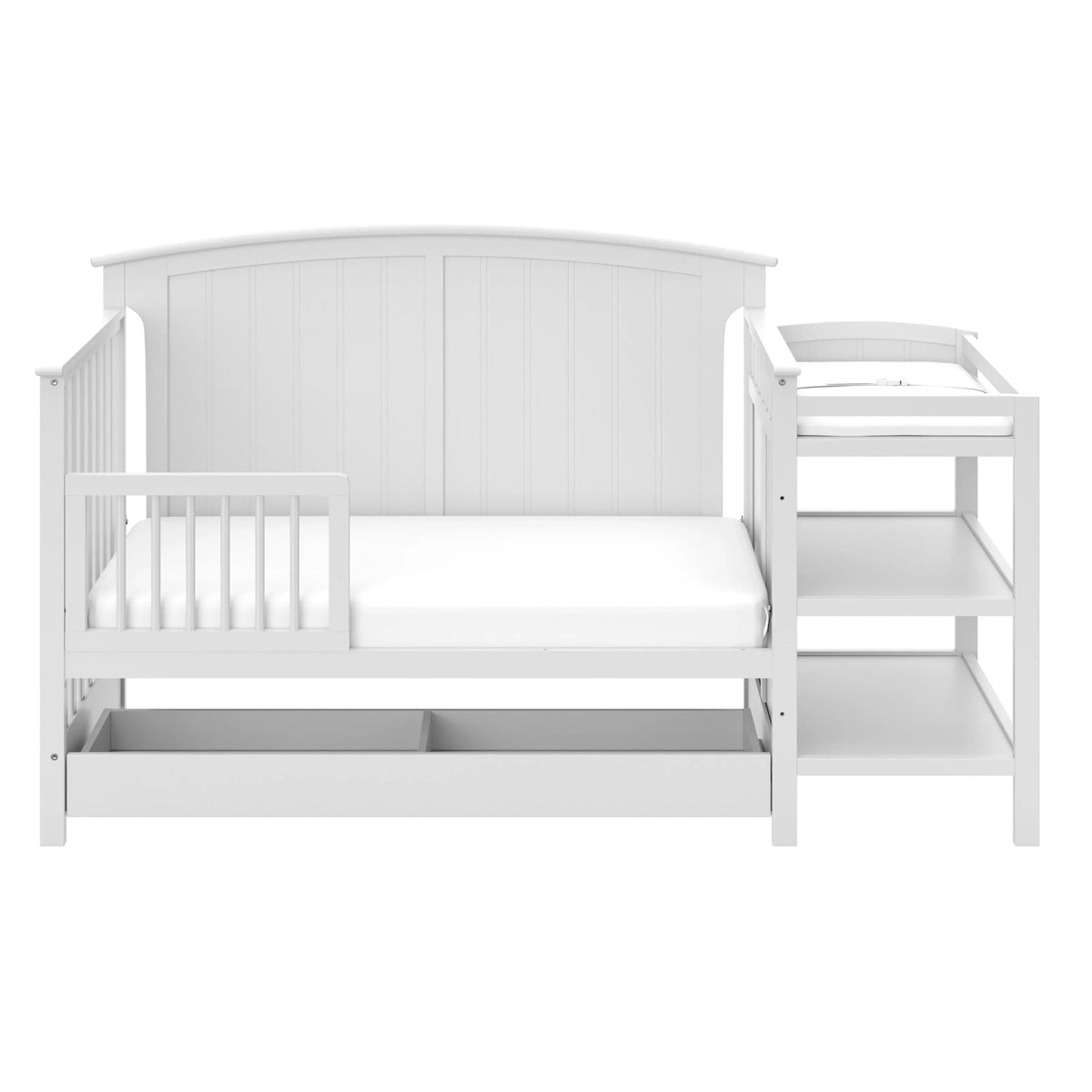 Storkcraft 5-in-1 Convertible Baby Crib & Changer, White - Steveston