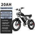 1500W Electric Mountain Bike 48V 20Ah, 20 inch Fat Tires, Shimano 7-Speed, Full Suspension - q20-1500w