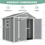 Seizeen Resin Outdoor Storage Shed With Floor, Light Gray, 82 in H