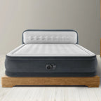 Intex Dura-Beam Deluxe Ultra Plush Headboard Queen Airbed, Gray, 18in, Built-In Pump - 64447ED