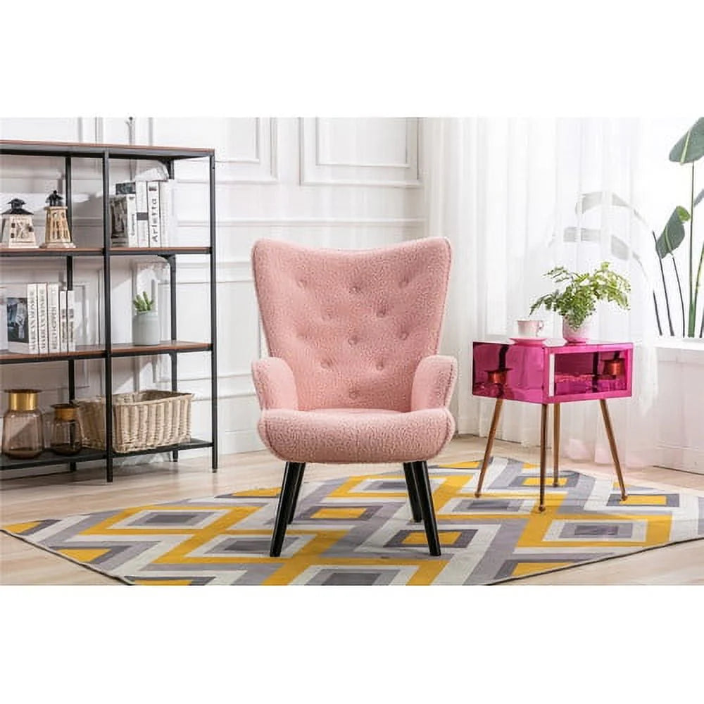 Linen Accent Lounge Chair With Solid Wood Frame, 25.6in D x 34.6in W x 36.6in H