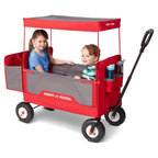 Radio Flyer 3-in-1 All-Terrain EZ Fold Wagon With Canopy, Red And Gray, Air Tires
