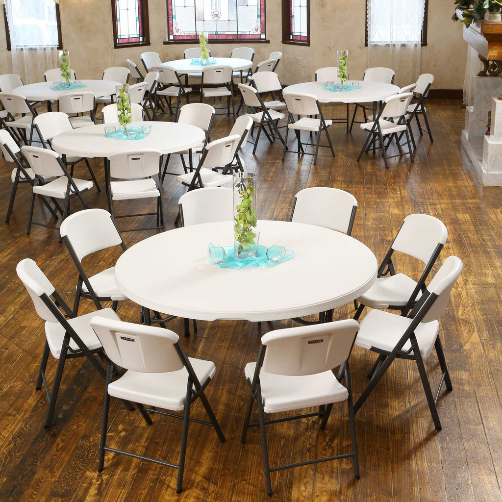 Lifetime 60 Inch Round Commercial Folding Table, Almond - 280435