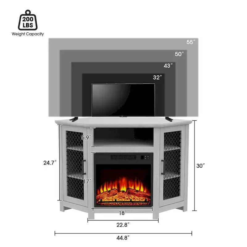 45 inch Industrial Corner Electric Fireplace TV Stand Console Table - 17 Electric Fireplace