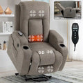 Lazy Boy Power Lift Recliner Chair With Massage, Lumbar Heating, USB Port And Cup Holders - Single Motor