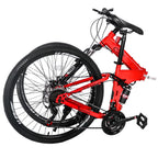 iRerts 26 Inch Folding Adult Mountain Bike, 21 Speed, Dual Disc Brakes, Red/Black