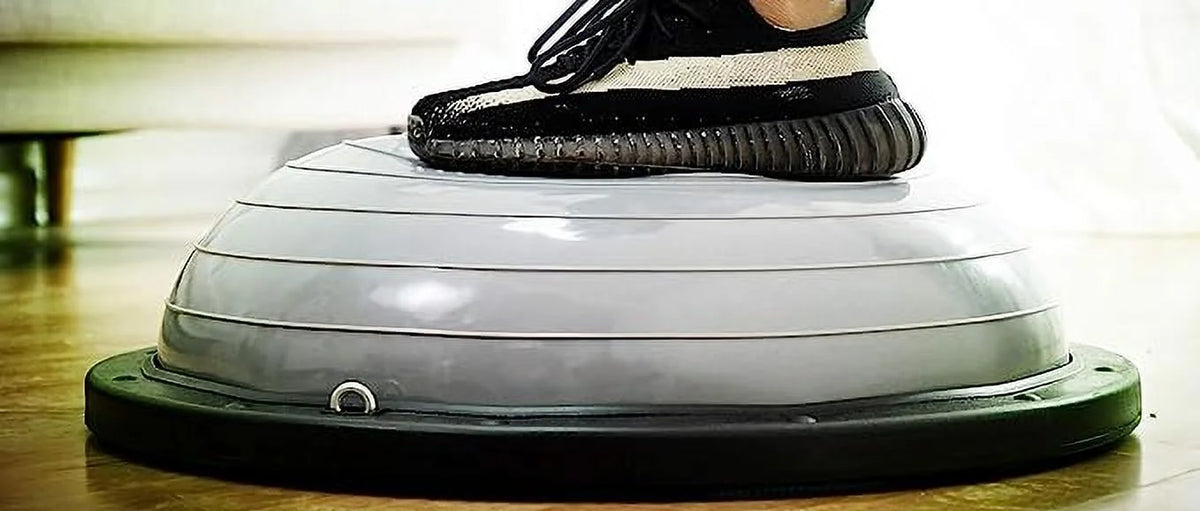 Nice C Half Balance Ball Trainer With Resistance Bands, Foot Pump, 23 inch x 8 inch - Grey