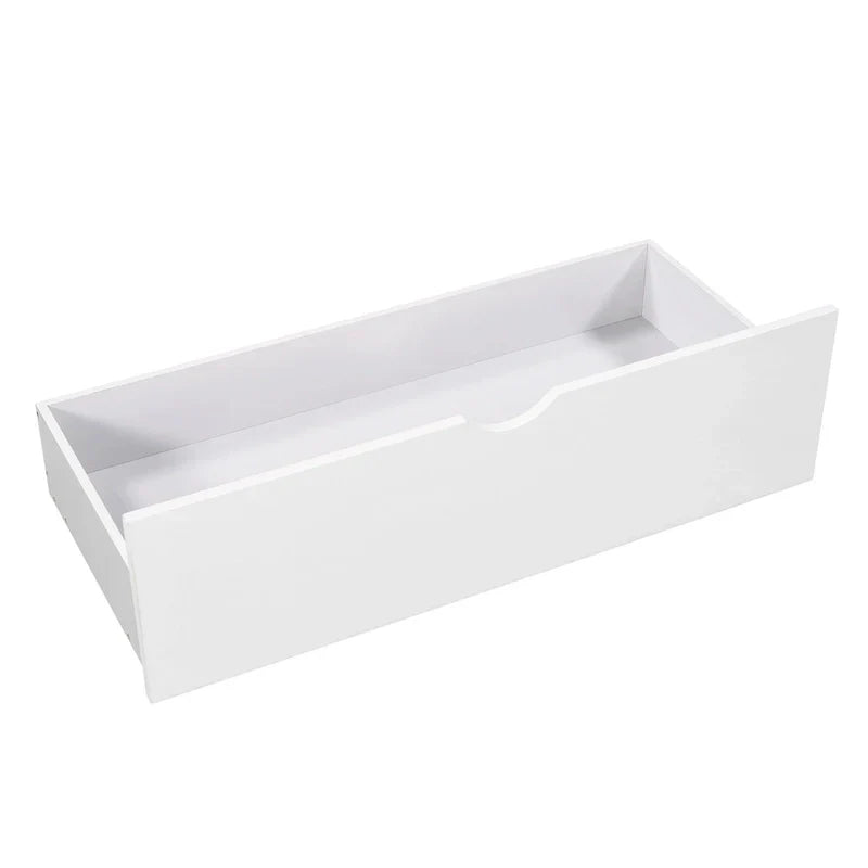 White Twin Size L-Shaped Platform Bed With Trundle And 2 Drawers