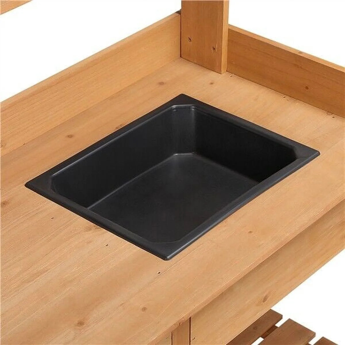 Veado Potting Bench With Sink, Drawer, Rack And Shelves, 45.2 x 17.7 x 47.6 in - Natural Wood