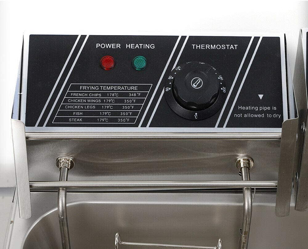 Miumaeov Stainless Steel Countertop Deep Fryer With Frying Baskets And Lid, 12.7QT/12L Capacity