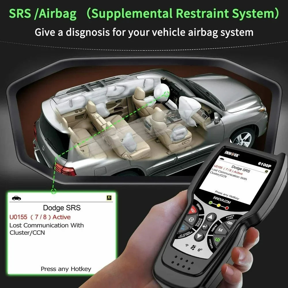 INNOVA OBD2 Automotive Diagnostic Scanner With SRS, Engine And ABS Code Reader - 6100P