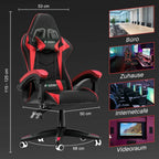 Bigzzia Gaming Office Chair With Headrest And Lumbar Support - Black/Red
