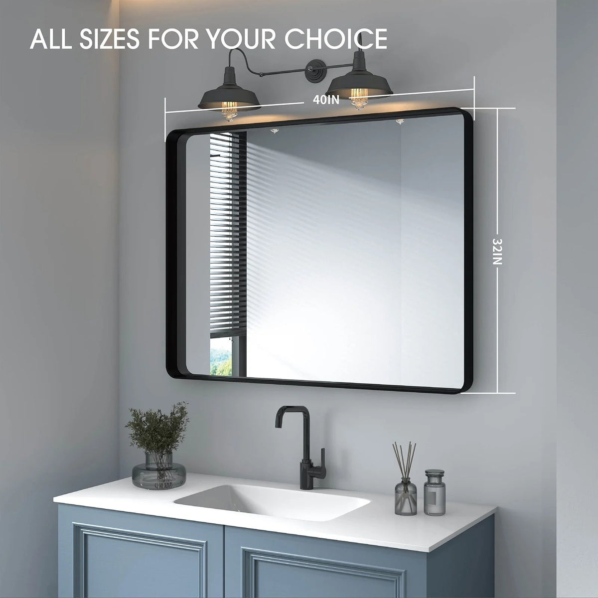 Aluminum Alloy Rounded Corner Wall Vanity Mirror