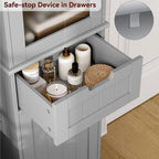 Homfa Tall Narrow Bathroom Storage Cabinet With Door And Drawer, 15.7in L x 11.8in W x 67in H, White