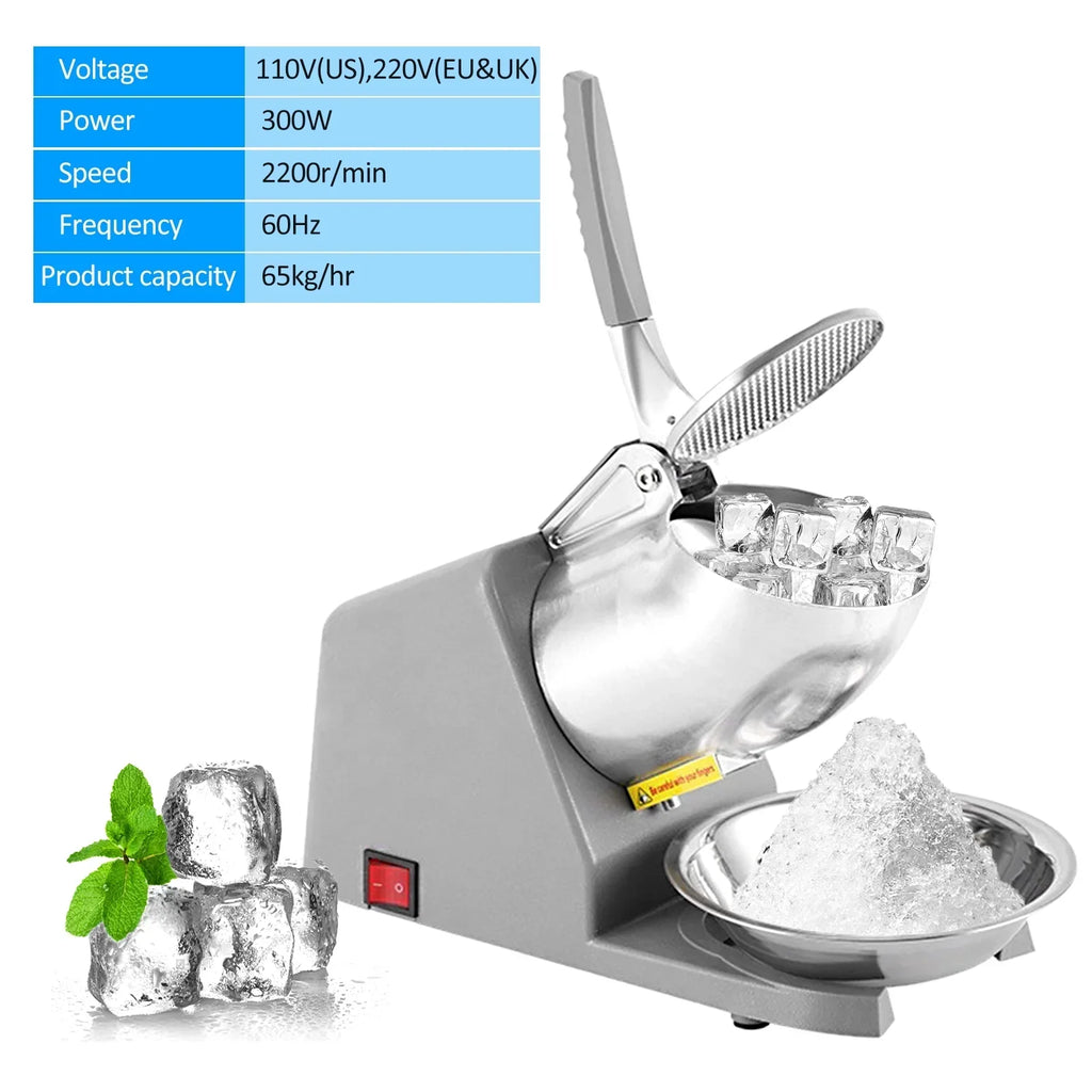 Apexeon Electric Shaved Ice Machine, Stainless Steel, 65 kg Per Hour, 300W