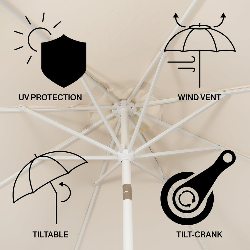 JONATHAN Y 9 ft. Classic Midcentury Scalloped Fringe Market Patio Umbrella - UMB1002C