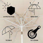 JONATHAN Y 9 ft. Classic Midcentury Scalloped Fringe Market Patio Umbrella - UMB1002C
