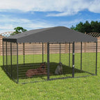 Kullavik Extra-Large Outdoor Dog Kennel, 118 in x 118 in, Heavy-Duty Metal/Steel Enclosure With Waterproof Roof - Black