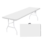 8 Foot Bi-Fold Outdoor Folding Table, White