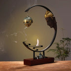 Buddha Large Incense Holder With Hanging Metal Lotus - 11.8 in x 15.6 in x 3.2 in