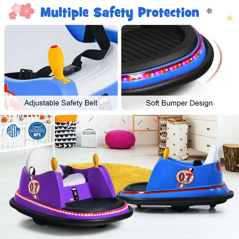 12V Toddler Battery Powered Bumper Car With Dual Joysticks And 360 Degree Spin