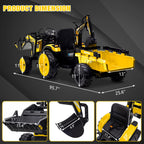 3-in-1 24V Electric Ride-On Tractor With Excavator And Bulldozer - Bright Yellow