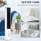HOMCOM 42 inch Portable Evaporative Air Cooler, 3-In-1 Ice Cooling Fan Humidifier, 1.6 Gal Water Tank - White