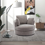 42in W Swivel Barrel Chair, Chenille Fabric, Grey