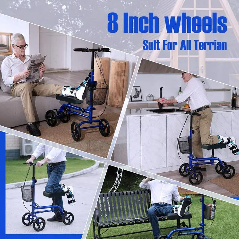 RINKMO Lightweight Steerable Knee Scooter With 8-Inch PVC Wheels