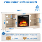 Waleaf TV Stand With 18 in Electric Fireplace And Adjustable Glass Shelves - TVs Up To 65 inch